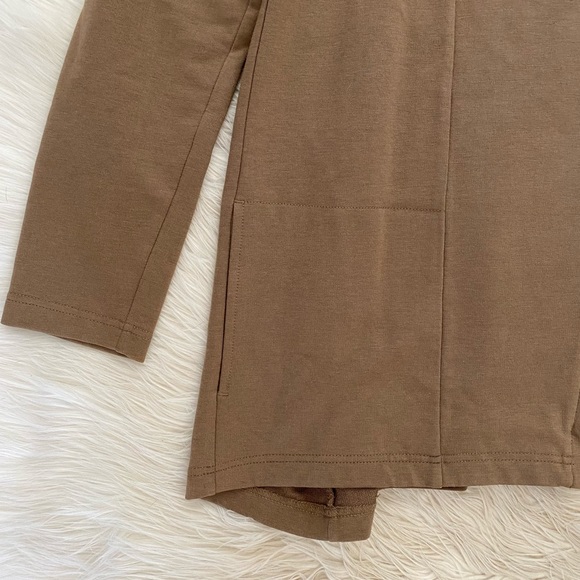 J. Jill Pure Jill Pima Cotton Tan Brown Longline 2 Way Asymmetrical Zip Jacket - Picture 5 of 11